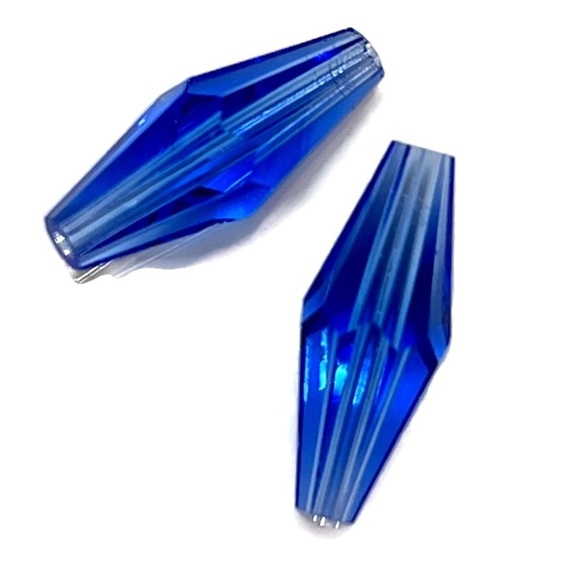As Low As $2 Sapphire Swarovski Crystal Elongated Bicone 5205 15mm x 6mm 2pc - Picture 1 of 2